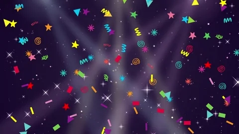 Colorful Geometric Shapes Falling Over Sparkling Glitter Background Stock Footage 342101372