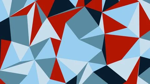 Colorful geometric shapes form a dynamic mosaic of triangles in red, blue, na Illustrazione stock