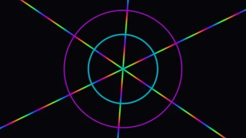 Colorful geometric shapes form patterns on dark background Stock Footage 338318415