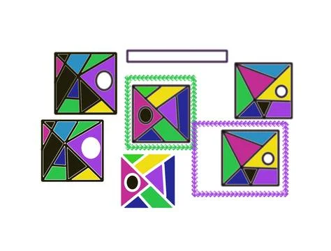 Colorful Geometric Shapes Pattern Isolated on White Background Stock Illustration