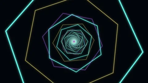 Colorful geometric shapes in a spiral pattern with light effects Stock Footage 336994405