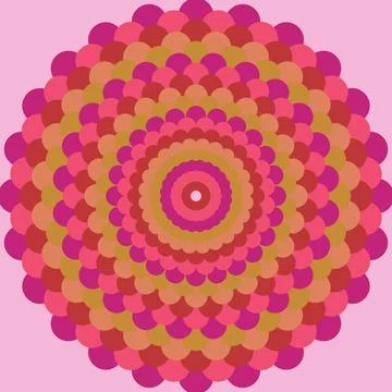 Colorful geometric spiral pattern with hexagonal tiles in pink and orange ton Stock Illustration