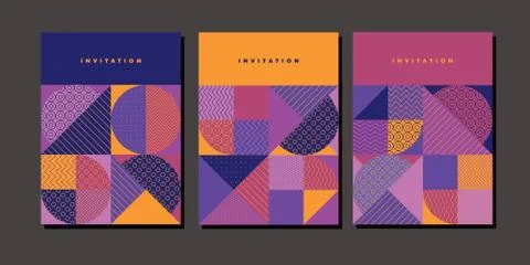 Colorful geometric square pattern set. Stock Illustration