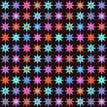 Colorful geometric star pattern on dark background Stock Illustration