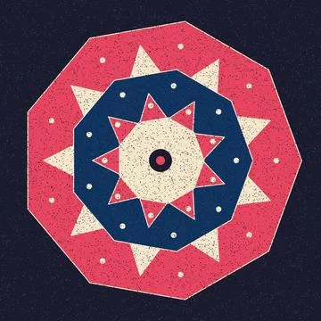 Colorful geometric star pattern design with pink and blue accents illustratio Stock Illustration