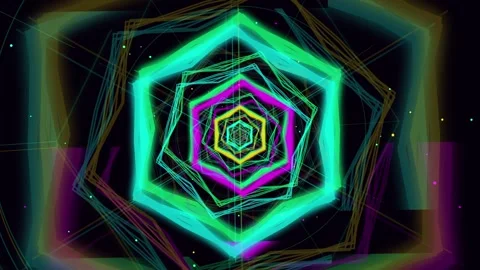 Colorful geometric star shape with bright neon lines and patterns Stock-Footage 344051998
