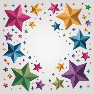 Colorful geometric stars border with an empty center space for text or design Stock Illustration