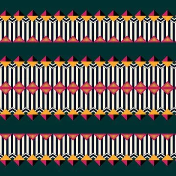 A colorful geometric striped pattern on a dark background Stock Illustration