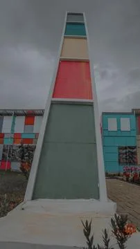 Colorful Geometric Structure with Rectangular Panels Stock Photos