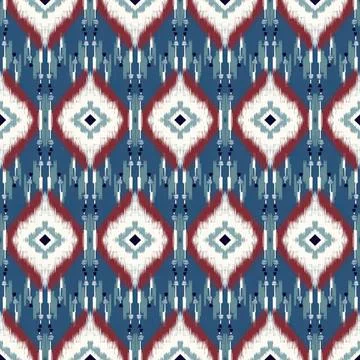 Colorful geometric textile pattern with diamonds and lines Stock Illustration