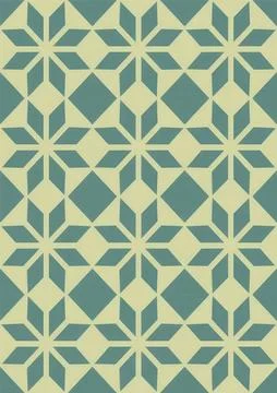 Colorful geometric tile pattern with green and gray shapes Stock Illustration