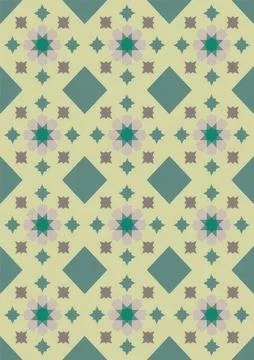 Colorful geometric tile pattern with stars and diamonds Stock Illustration