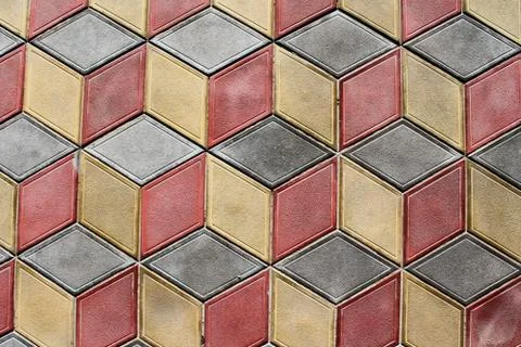 Colorful geometric tiles on the ground Stock Photos