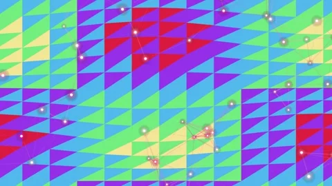 Colorful Geometric Triangle Grid with Plexus Network Vidéo 332787526