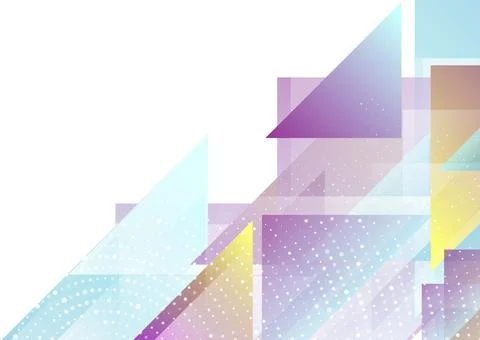 Colorful geometric triangles with halftone dots abstract tech background Illustrazione stock