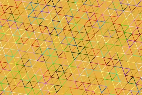 Colorful geometric triangles pattern on yellow background 库存插图