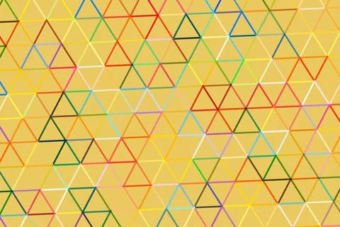 Colorful geometric triangles pattern on yellow background Stock Photos