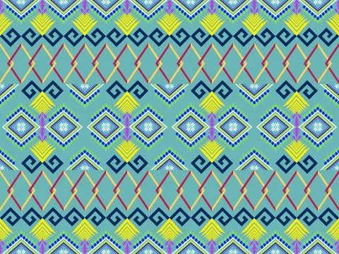 Colorful Geometric Tribal Textile Pattern 库存插图