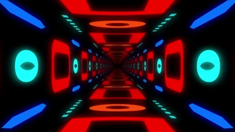 Colorful Geometric Tunnel Loop Stock Footage 308858089