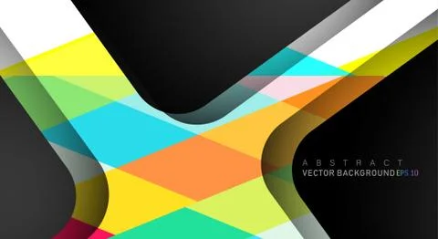 Colorful geometric vector backgrounds that overlap layers on black space for  Stock Illustration