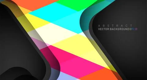 Colorful geometric vector backgrounds that overlap layers on black space for  Stock Illustration