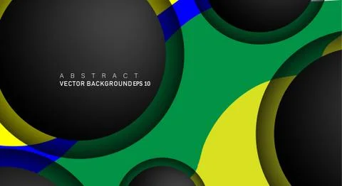 Colorful geometric vector backgrounds that overlap layers on black space circ Stock Illustration
