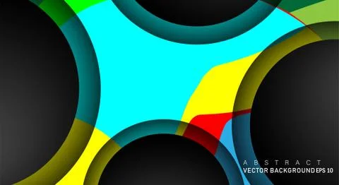 Colorful geometric vector backgrounds that overlap layers on black space circ Stock Illustration