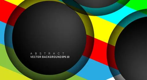 Colorful geometric vector backgrounds that overlap layers on black space circ Stock Illustration