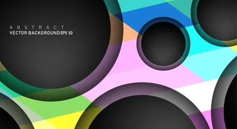 Colorful geometric vector backgrounds that overlap layers on black space circ Stock Illustration