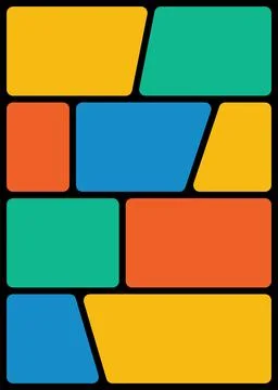 Colorful geometric vector layout featuring rounded rectangular shapes in ye.. Stock Illustration