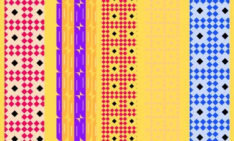 Colorful Geometric Vertical Pattern Striped Background With Retro Diamond M.. Stock Illustration