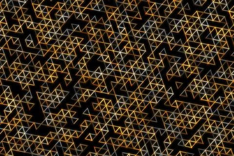 Colorful geometric wireframe pattern on black background Stock Illustration