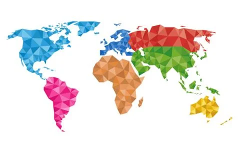 Colorful Geometric World Map Stock Illustration