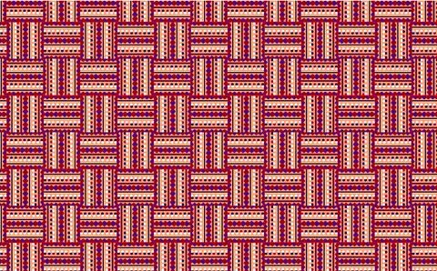 Colorful Geometric Woven Pattern With Red, Purple and Orange Stripes and Dots Stock Illustration