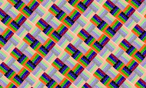 Colorful Geometric Woven Pattern Seamless Abstract Background With Diagonal.. Stock Illustration