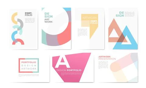 Colorful Geometry Cover Book Pattern Vector Illustration Set Stock Illustration