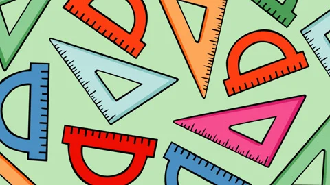 Colorful Geometry Rulers Seamless Pattern Background Stock Footage 337670904