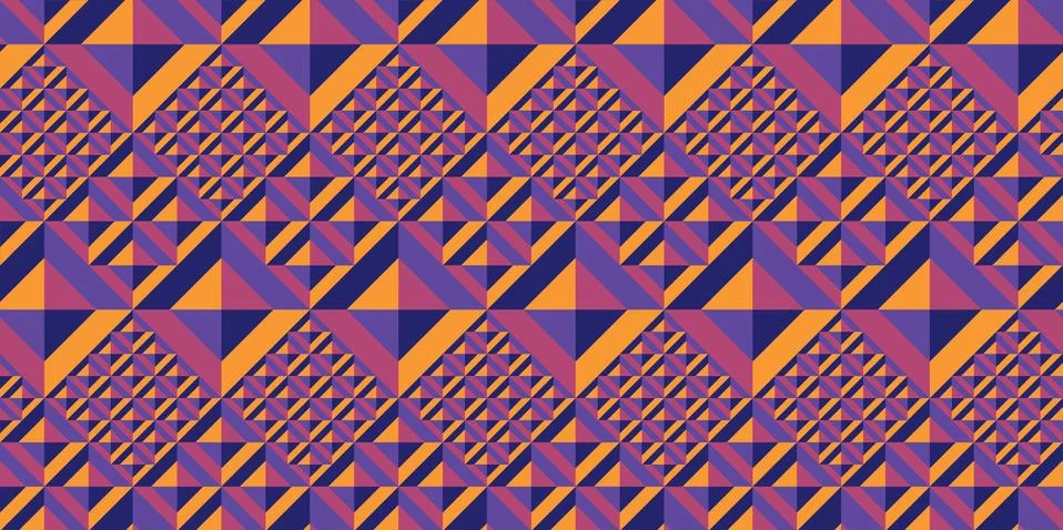 Colorful geometry seamless pattern with square tile Stock Illustration