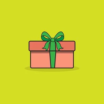 Colorful gift box. Minimalistic flat design. Icons on light yellow green ba.. Stockillustratie