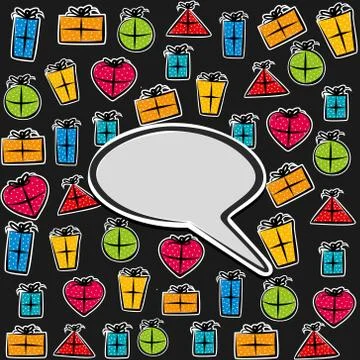Colorful gift box pattern with message bubble vector Stock Illustration