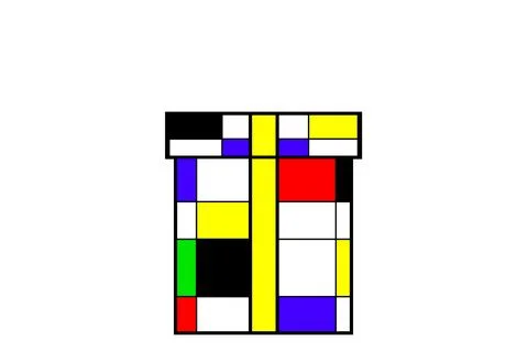 Colorful Gift Box with rectangles in Mondrian style Stockillustratie