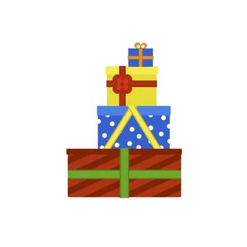 Colorful gift box stack icon, flat style Stock Illustration
