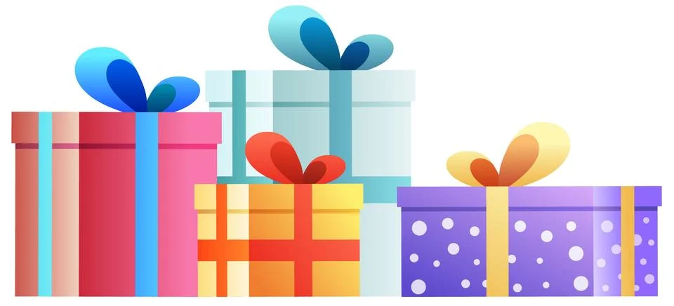 Colorful Gift Boxes Element in Various Sizes. 库存插图