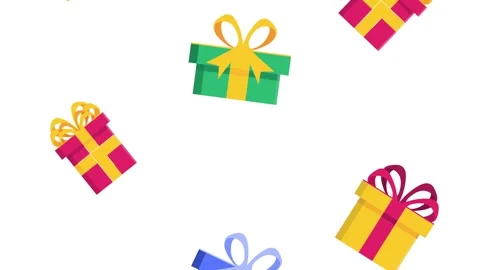 Colorful gift boxes falling and rotating on a white background for festive .. Vídeo Stock 339070343