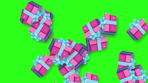 Colorful Gift Boxes Falling Animation on Green Screen Background Stock Footage 345117707