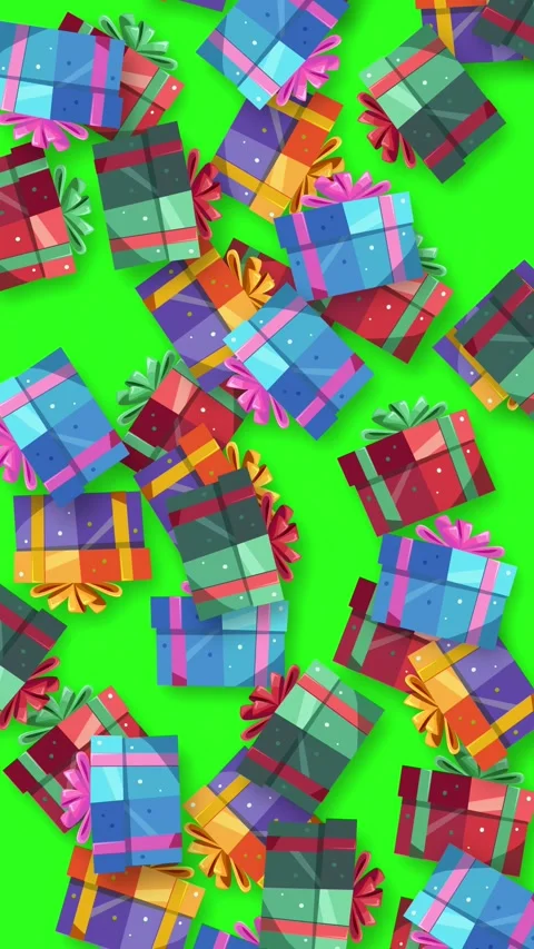 Colorful Gift Boxes Falling on Green Screen Background Stock Footage 345296953