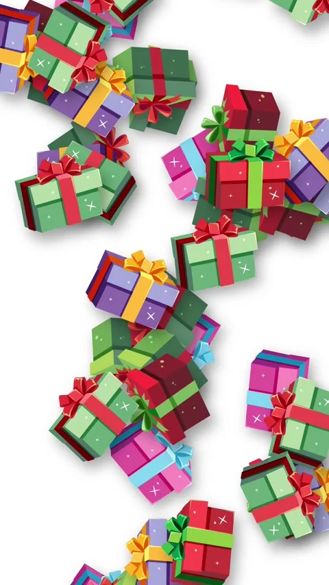Colorful Gift Boxes Falling on White Background Animation Stock Footage 345206475