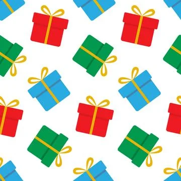 Colorful Gift boxes Seamless Pattern Birthday or Christmas Holidays Multicolor Stock Illustration