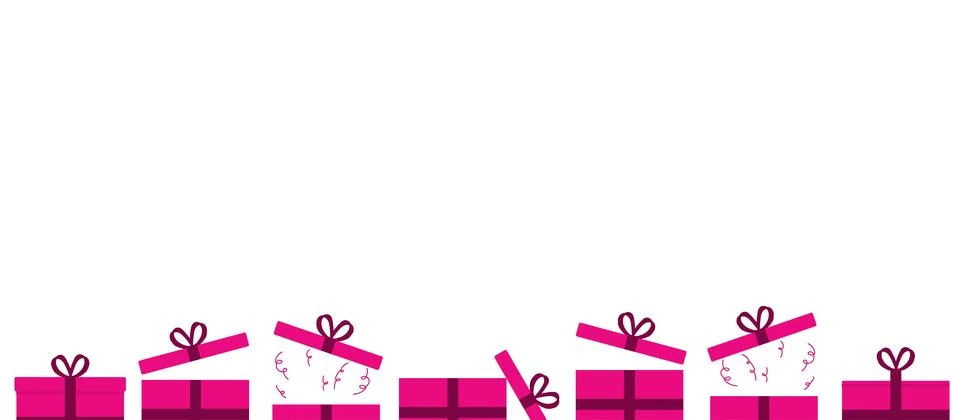 Colorful gift boxes of various sizes decorated with ribbons for a celebrati.. Stock Illustration