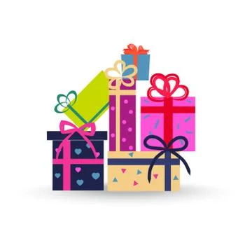 Colorful Gift Boxes on White Background Vector 스톡 일러스트